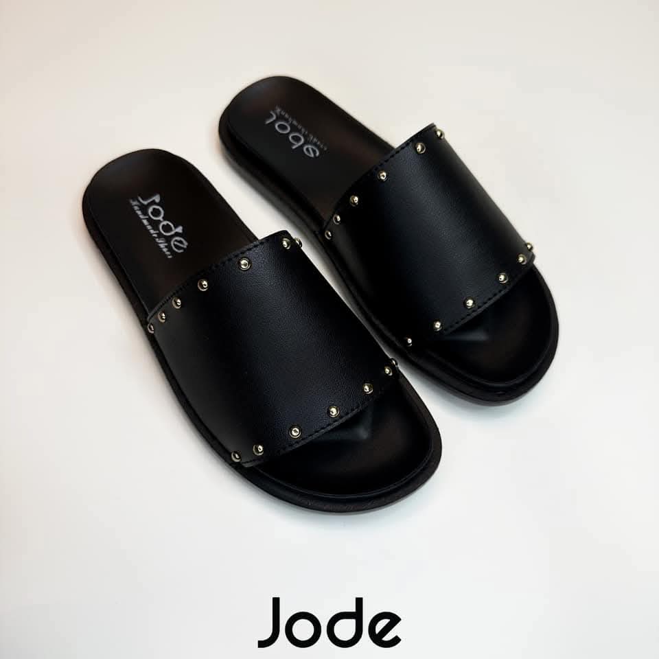Black Studded Slides
