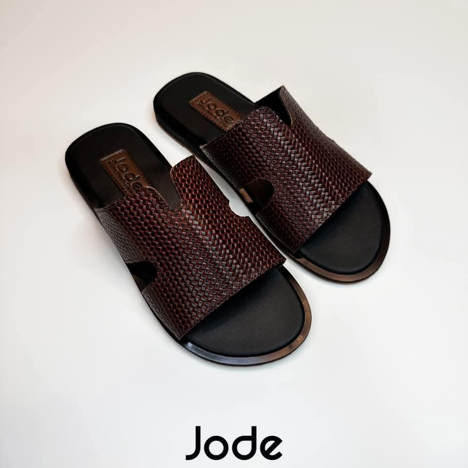 Brown Woven-Texture Slides