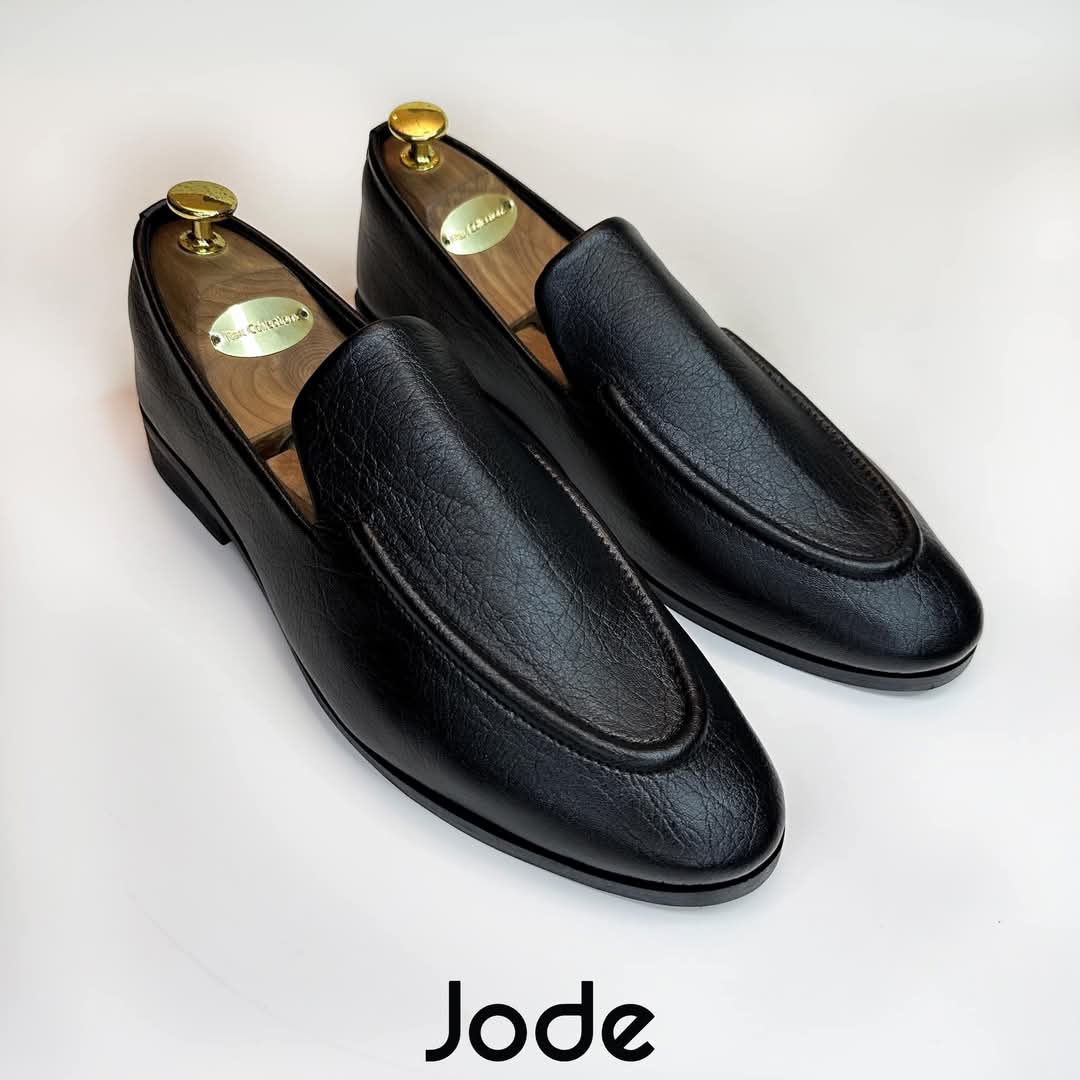 Black plain leather casual wear