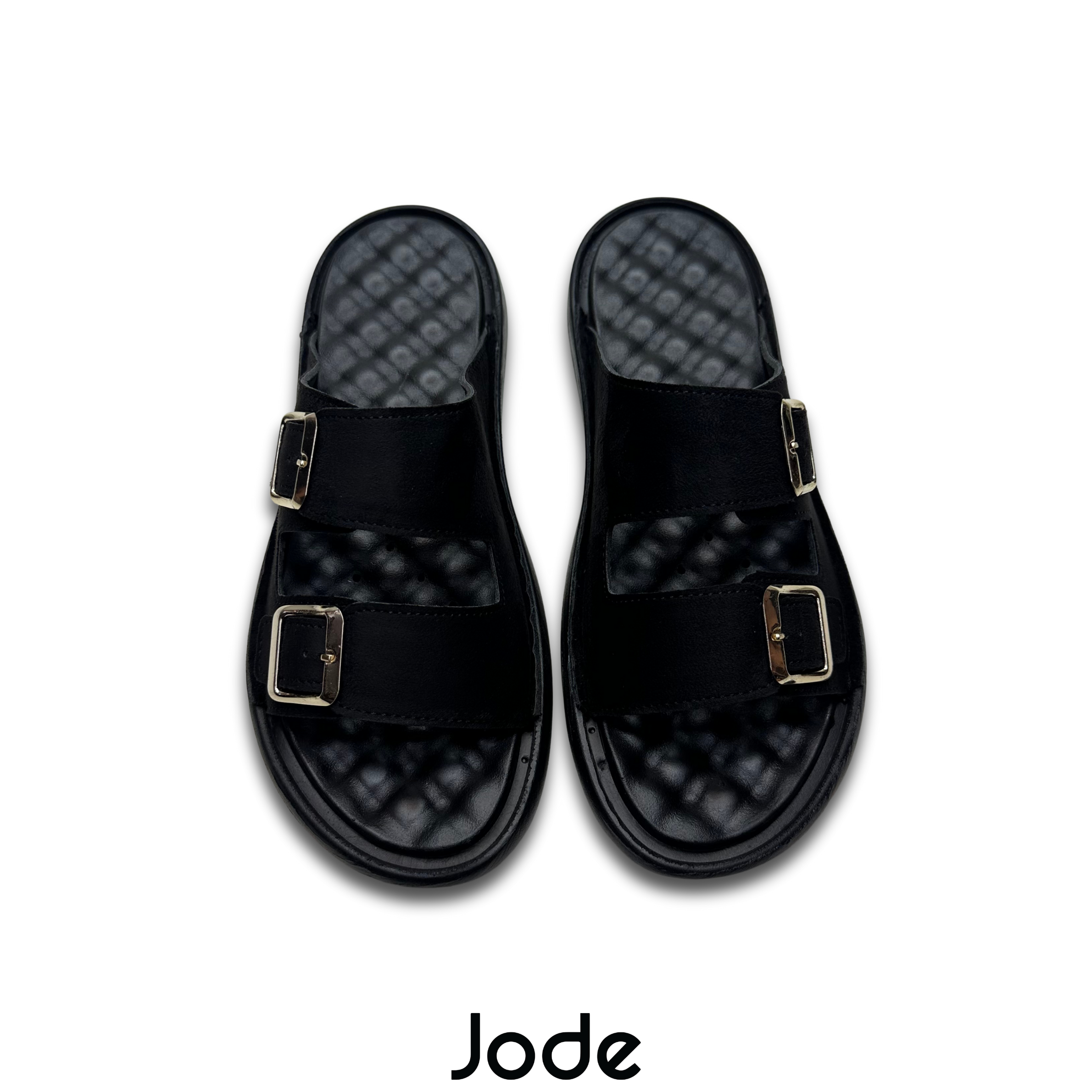 Black suede double monk light weight edition