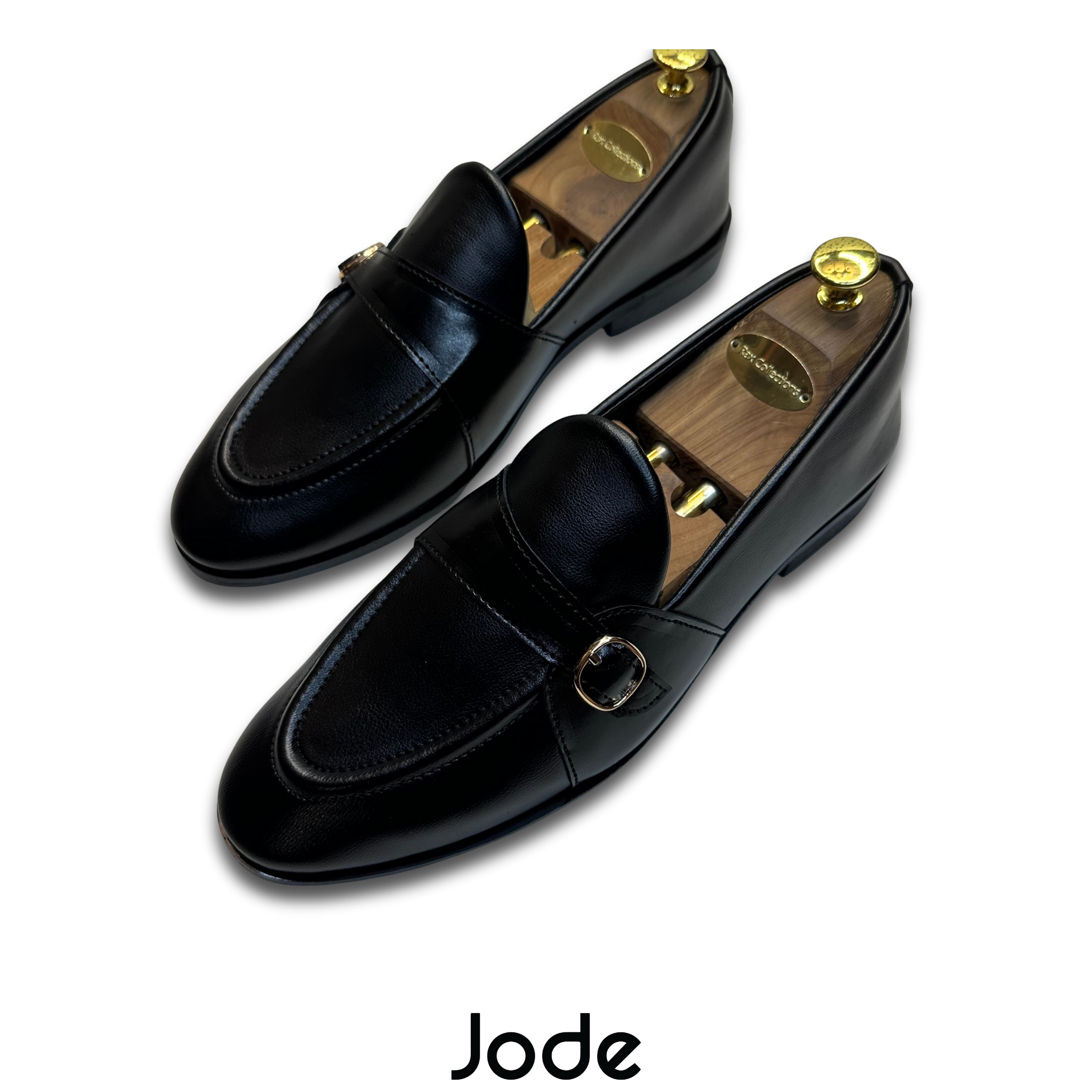 Black plain leather single monk designer edition