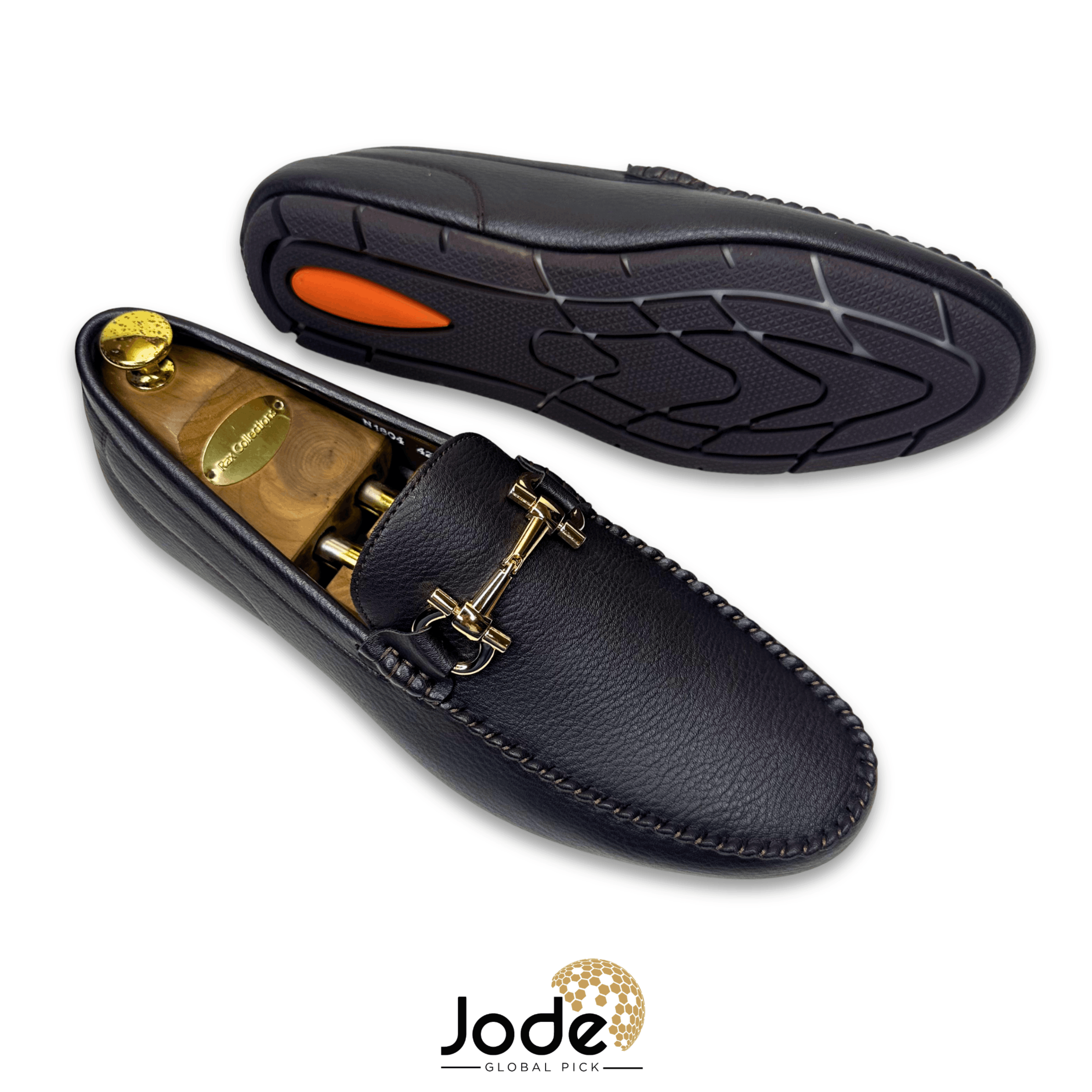 Brown Pebbled Leather Horsebit Driving Loafers
