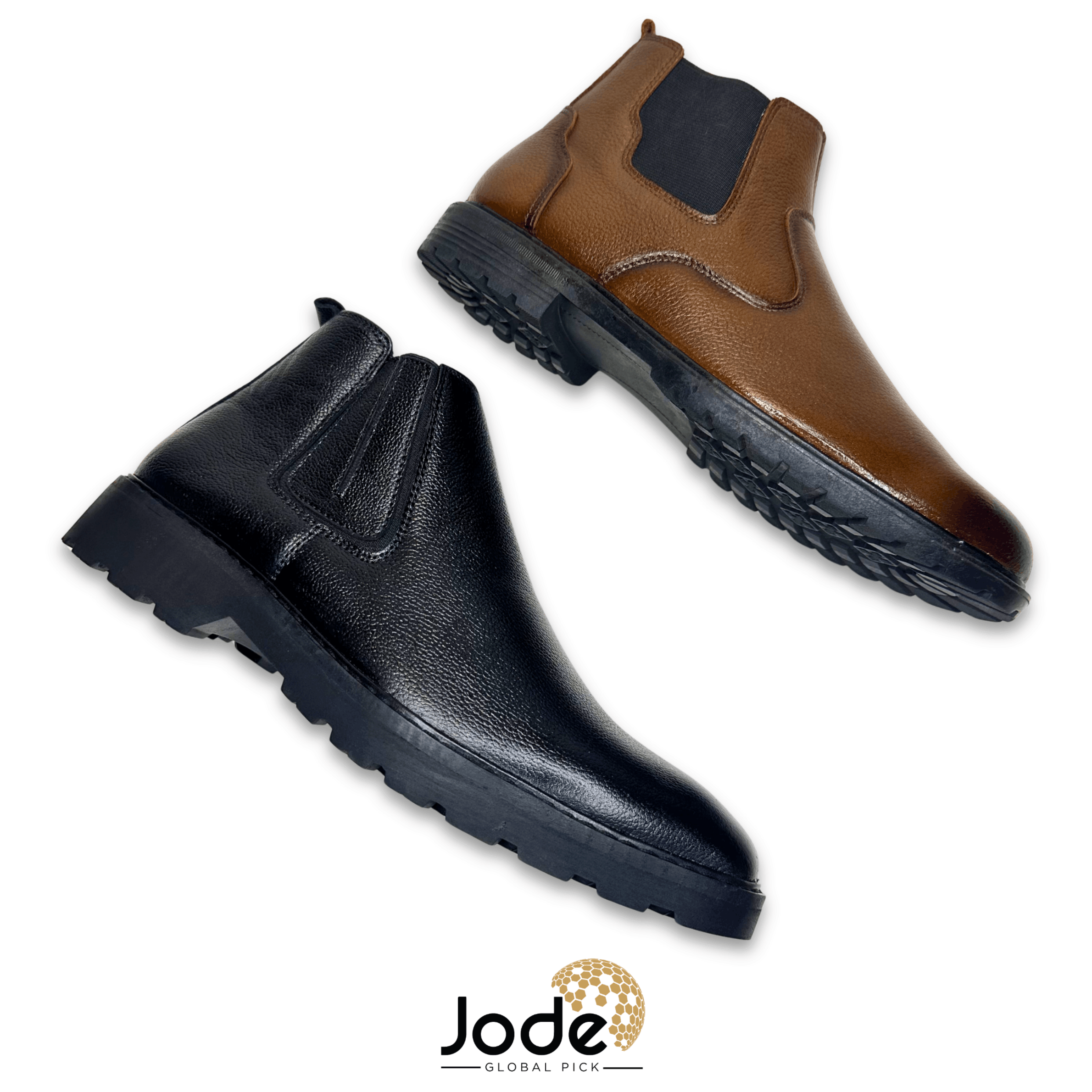 Pebbled Genuine Leather Zip Chelsea Boots
