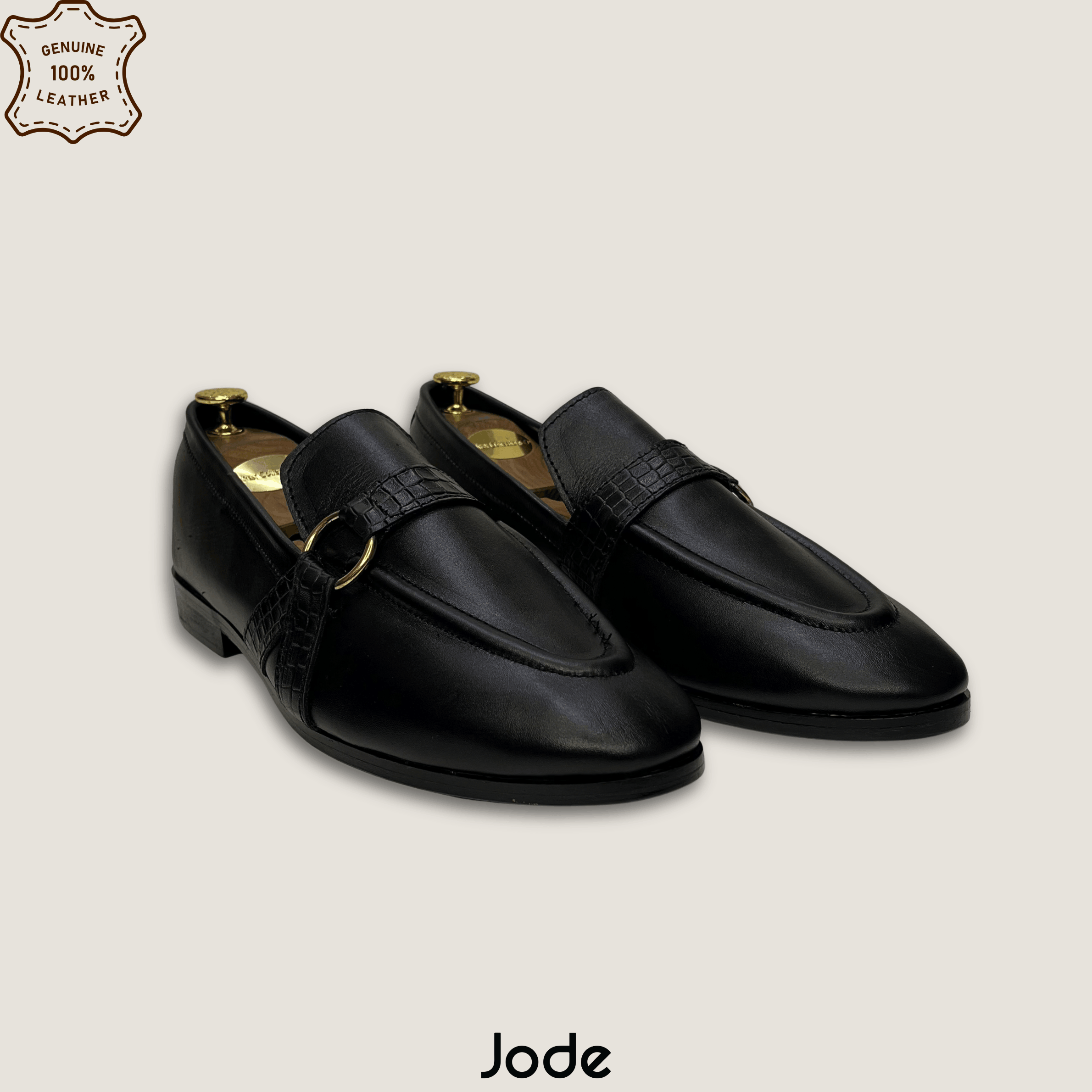 The Onyx Black Croc-Strap Ring Loafer