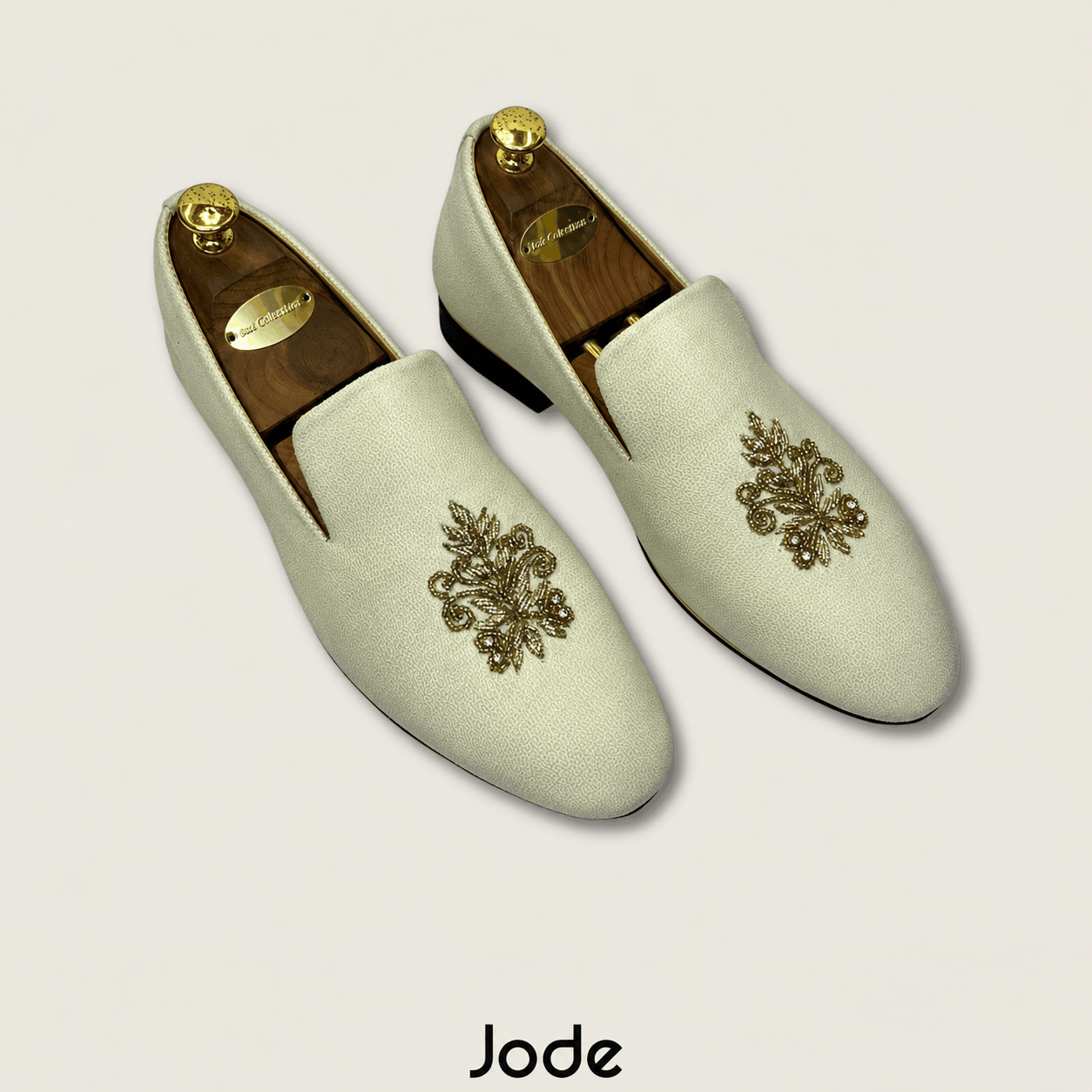Off-White Antique Gold Floral Zardozi