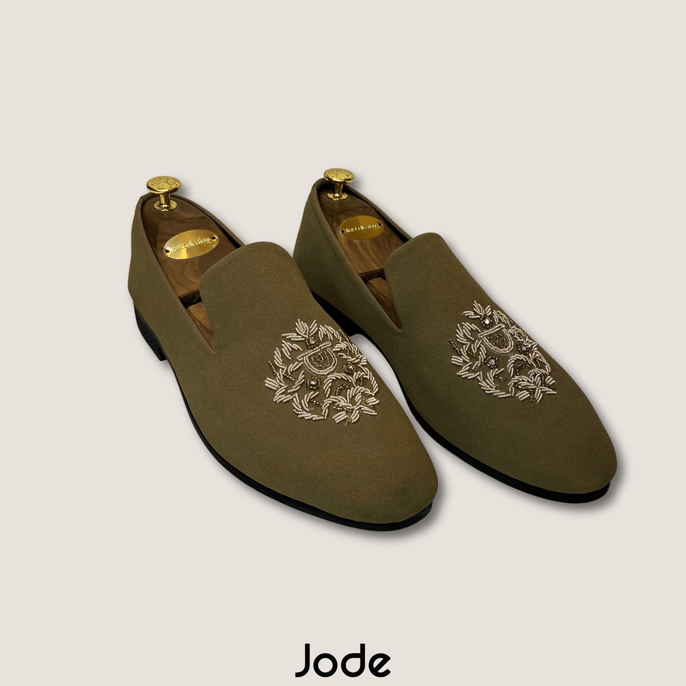 The Olive Green Pearl-Beaded Zardozi