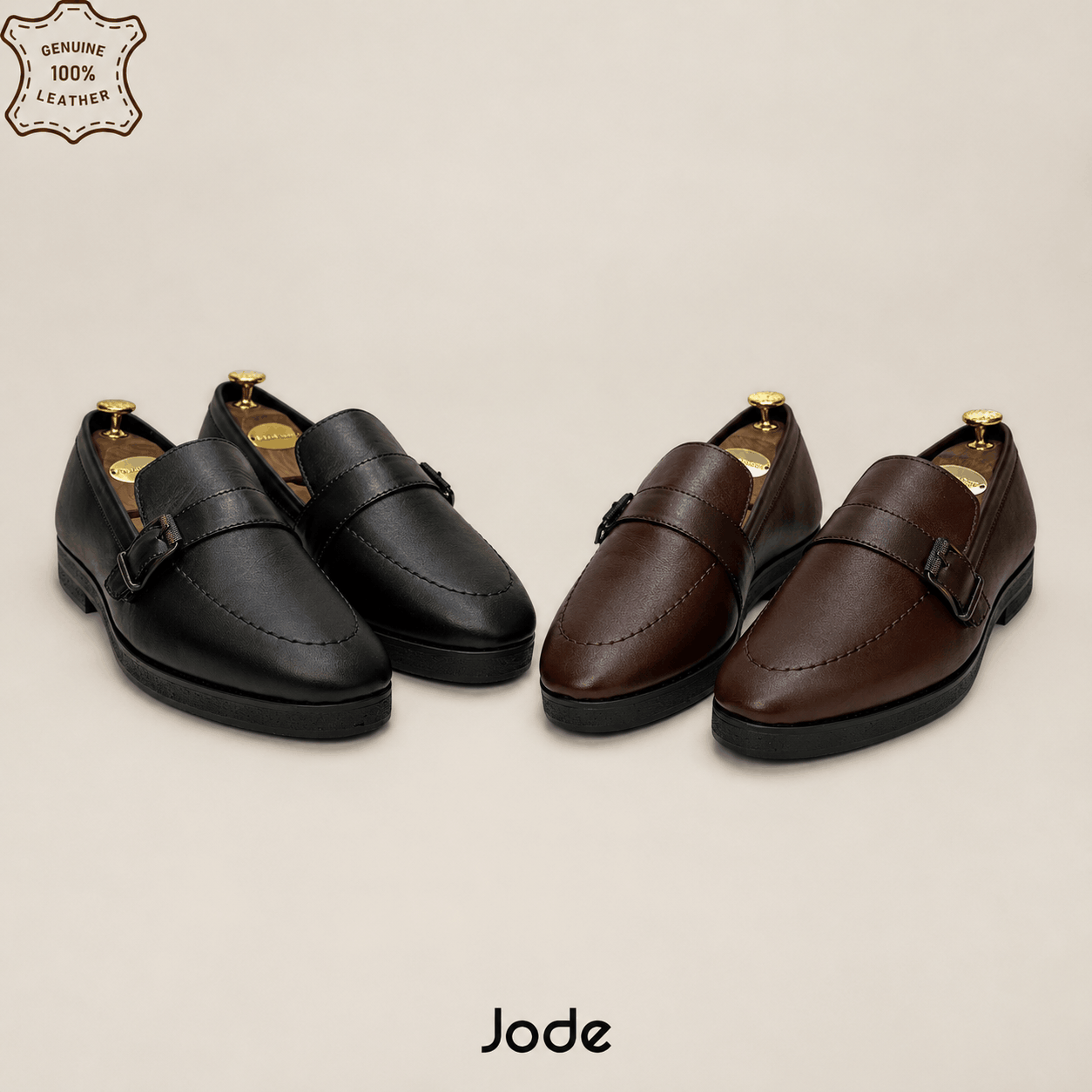 Black & Chocolate Brown Fat Sole Monk Strap