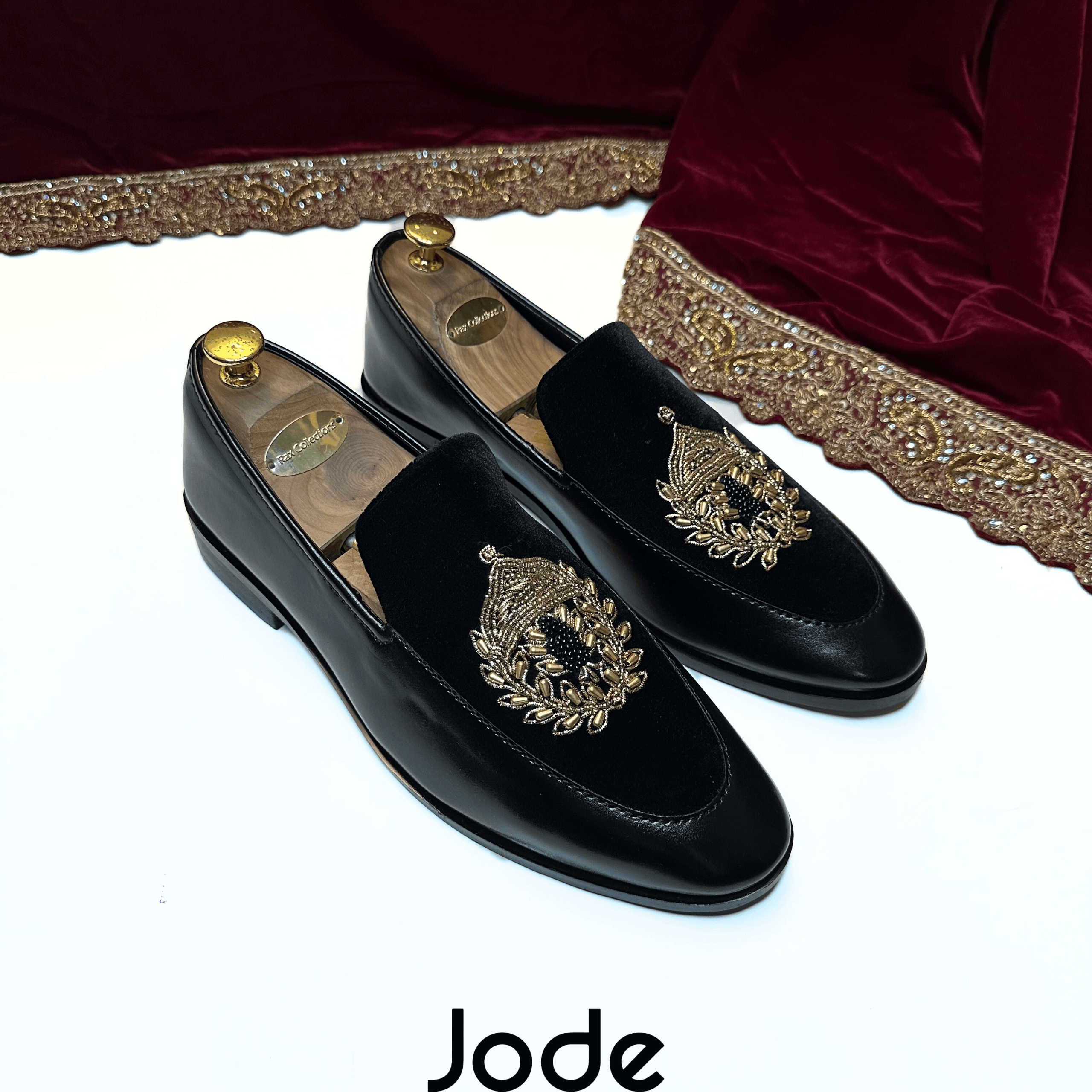 Black Dual-Material Gold Zardozi